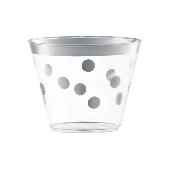 Clear with Silver Dots Round Disposable Plastic Party Cups - 9 oz. (240 Cups) {1}