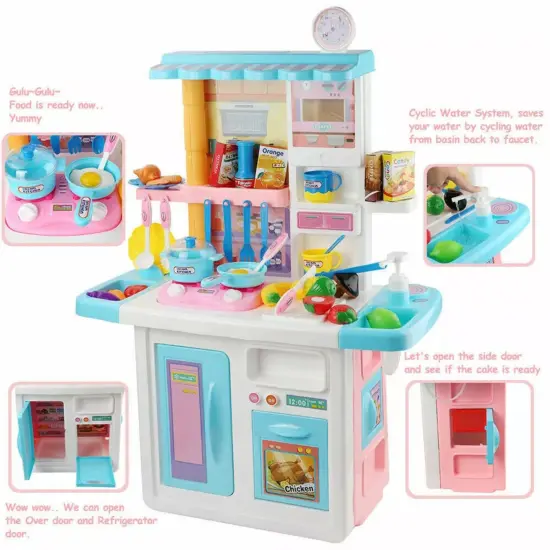 Kitcheniva 33 Pcs Kids Kitchen Pretend Toy Set Sounds Lights Gift {2}