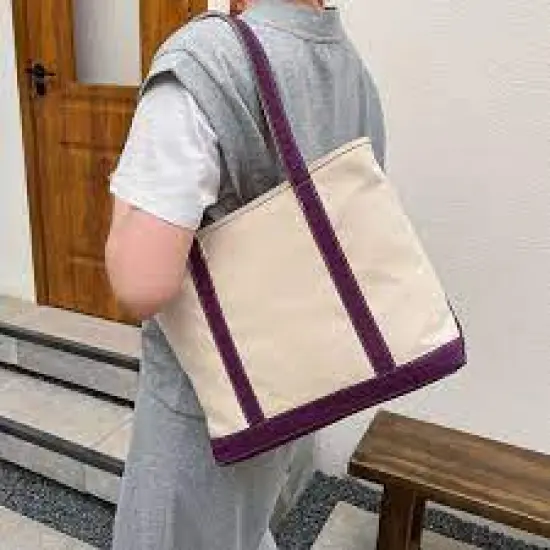 Liberty Bags&reg; Carmel Classic XL Cotton Canvas Resort Tote NATURAL/ NAVY {3}