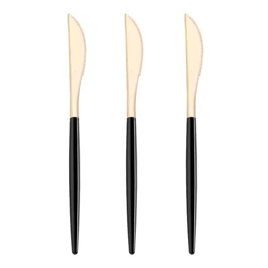 Gold with Black Handle Moderno Disposable Plastic Dinner Knives (240 Knives) {2}