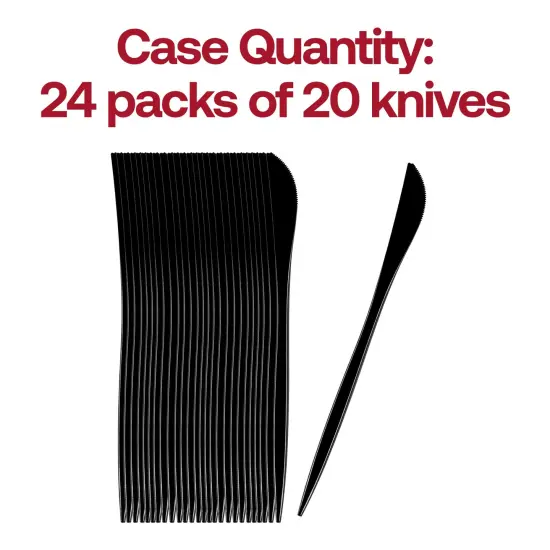 Solid Black Moderno Disposable Plastic Dinner Knives (480 Knives) {5}