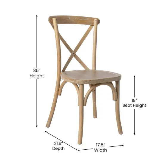 Merrick Lane Bardstown X-Back Bistro Style Wooden High Back Dining Chair Natural White Grain {5}