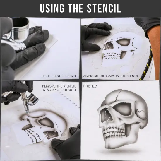 Custom Shop Airbrush Stencil Skull Design Set #1 (3 Different Scale Sizes) - 3 Laser Cut Reusable Templates {3}