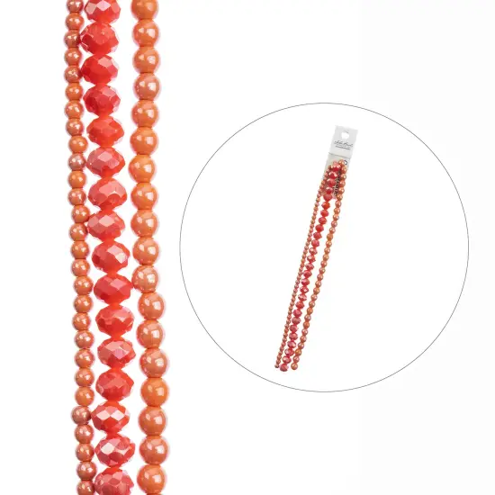 Crystal Lane DIY 7" Designer Glass Bead Multiple Strands Orange Mix {3}