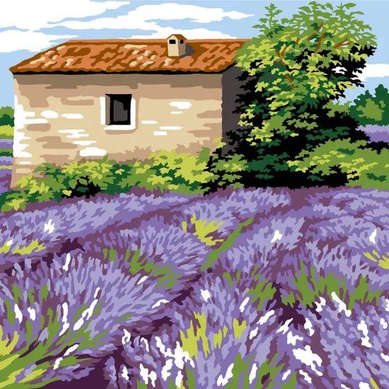 Needlepoint canvas for halfstitch without yarn The Lavender Cabin SE926.364 Seg De Paris Printed Tapestry Canvas {1}