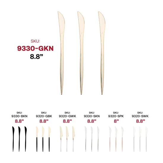 Shiny Gold Moderno Disposable Plastic Dinner Knives (300 Knives) {6}