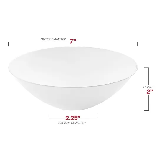 White with Silver Rim Organic Round Disposable Plastic Soup Bowls - 16 oz. (120 Bowls) {3}