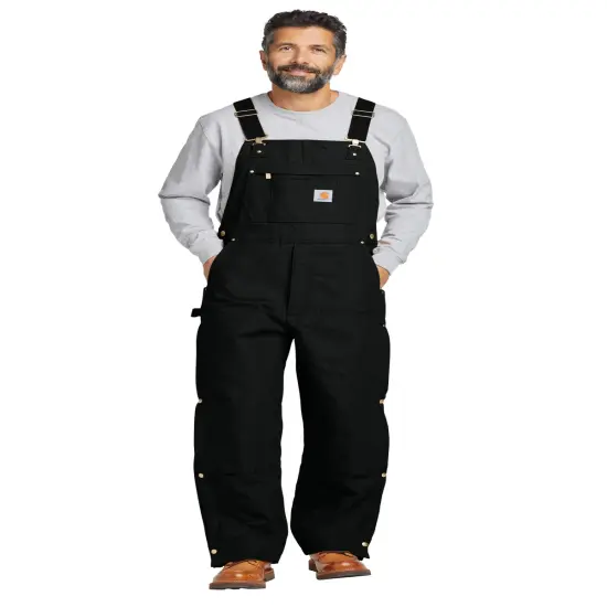 Carhartt&reg; Short Firm Duck Insulated Bib Overalls Black {1}