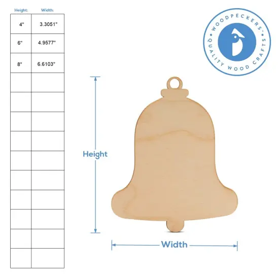 Christmas Bell Ornament Cutout, From 4"- 8", Wood Craft | Woodpeckers {4}