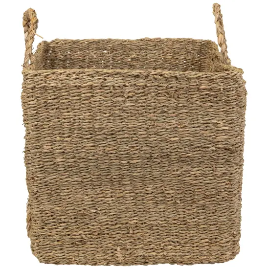 Northlight Rustic Square Wicker Table and Floor Baskets - Set of 4 Beige {4}