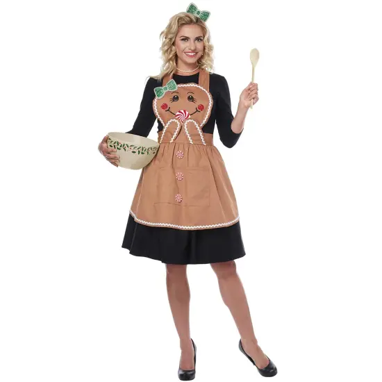Gingerbread Apron Christmas Festive Adult Costume Kitchen {1}