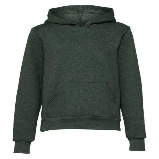Bella + Canvas&reg; Youth Sponge Fleece Pullover Long Sleeve Hooded Sweatshirt HEATHER FOREST {1}