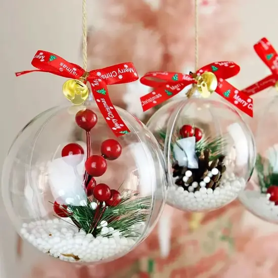 Kitcheniva Christmas Tree Clear Ball Plastic Fillable Sphere Ornament 5 Pcs {3}