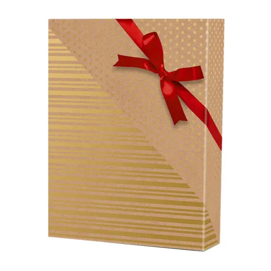 24''x208' Gold Dot & Stripe Reversible Wrapping Papers for a Festive Christmas {1}