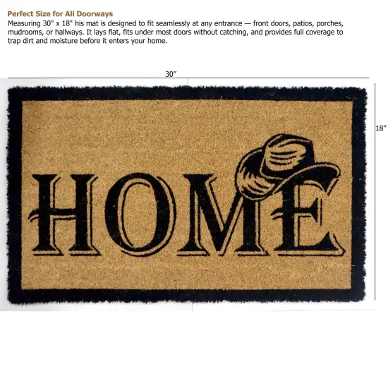 Gardenised Heavy Duty Coco Coir Doormat Non Slip PVC Baking Embossed Welcome Design Natural Coconut Fiber Floor Mat for Front Door Porch Patio Entryway Garage Mudroom & Outdoor Use 18x30" Hatted Home {5}