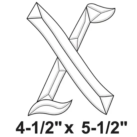 4-1/2" x 5-1/2" Exquisite Clear Glass Letter X Bevel Cluster BLX {2}