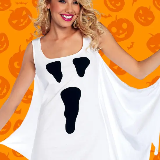 Women's Jersey Ghost Costume Dress for Halloween {6}