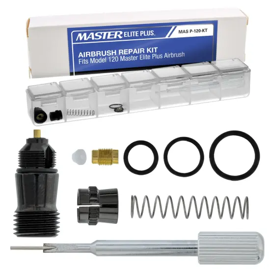 Airbrush Rebuild Kit - For Repair and Maintenance of Model 120 Airbrush - All Essential Airbrush Replacement Parts, Needle Guide, Cap {1}