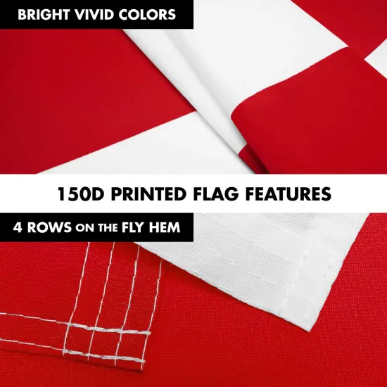 G128 Combo Pack: 6 Ft Twist Free Aluminum Spinning Flagpole (White) & Greenland Flag | 3x5 Ft | LiteWeave Pro Series Printed 150D Polyester | Pole with Flag Included {5}