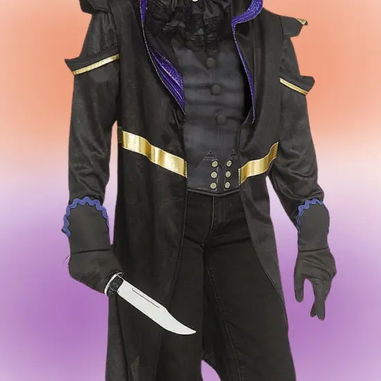 Kids Masquerade Ghost Costume with Gold Mask and Hooded Coat {4}