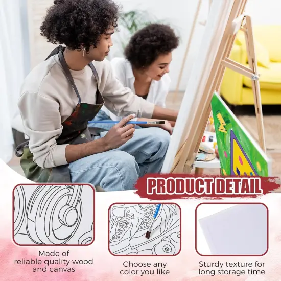 96 Pcs 12 Sets Pre Drawn Canvas Kit for Painting Craft Sip and Paint Kit for Adults 8 x 10 Inches(Retro) {3}