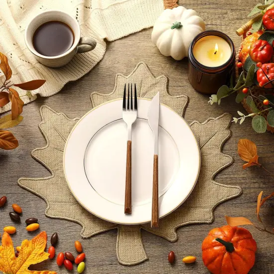 Set of 6 Fall Placemats Autumn Maple Leaf Place Mats(Natural) {2}
