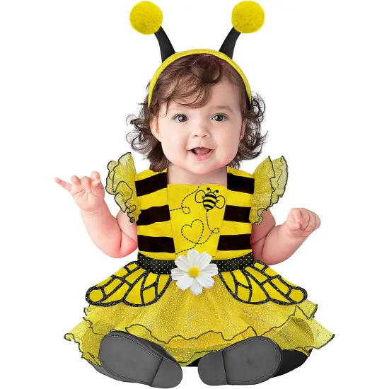 Baby Girl Yellow and Black Polyester Bee Costume for Halloween and Dress Up {1}