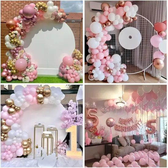 60PCS Pink and White Balloons(pink white) {4}