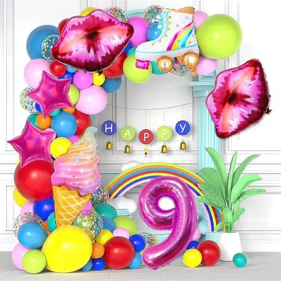 7pcs Pink Balloon Hot Pink Princess Foil Balloon(pink) {3}