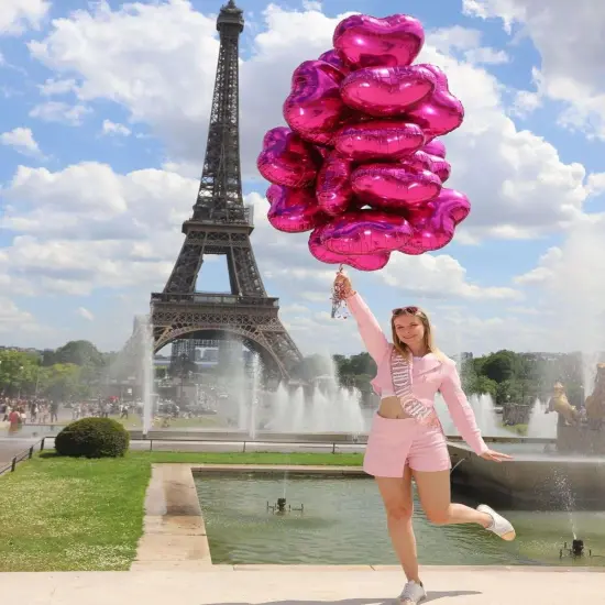 12 Pcs Hot Pink Heart Shape Foil Mylar Balloons(12pcs Hot Pink Pink Candy) {6}