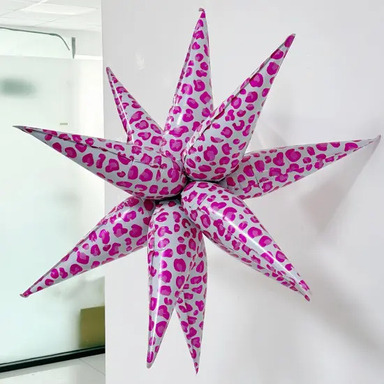 2Pcs 32 Inch Pink leopard explosion star balloon(Pink 2 Pcs) {3}