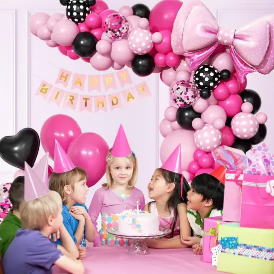 123pcs Pink and Black Balloon (Pink, Black) {3}