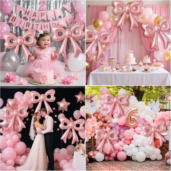 4 Pcs Pink Bow Balloons (Pink Bow) {5}
