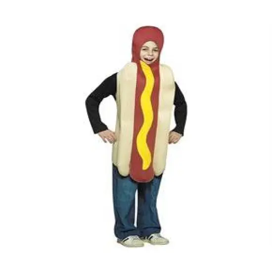 Unisex Hot Dog Costume for Kids with Foam Bun and Mustard Accent {1}