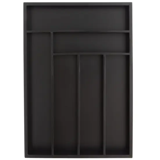 Bamboo Silverware Organizer for Drawer, Kitchen, 6 Slot Utensil Tray (Black, 17 x 11.75 x 1.75 In) {1}