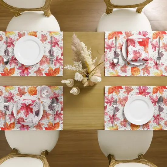 Set of 4 Fall Placemats - 12 x 18 Inch (Maple Leaf) {3}