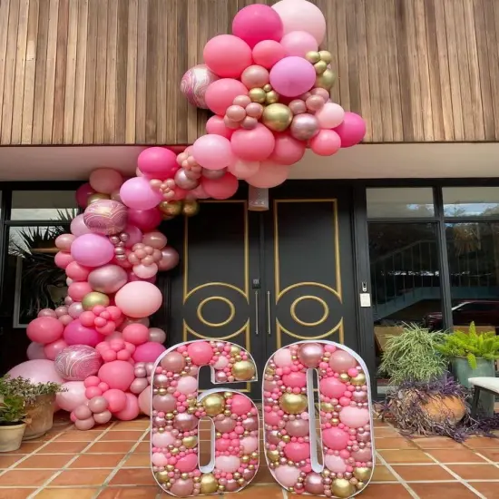 Pink Balloons Set,60pcs 12 inch Metallic Pearl Pink(Multiple Pink) {2}