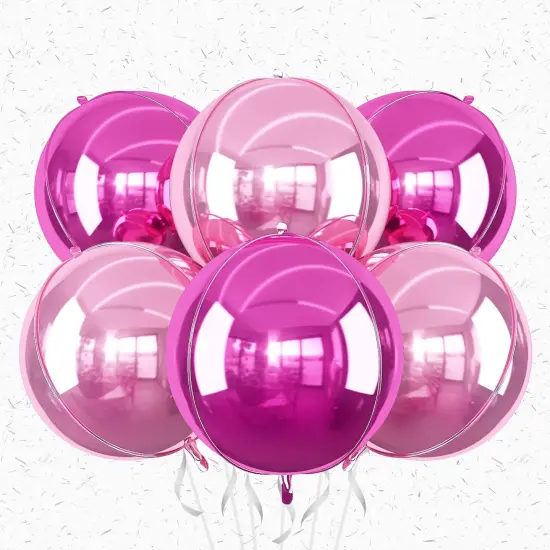 6Pcs Hot Pink and Pink Round Foil Balloons(Hot Pink) {1}