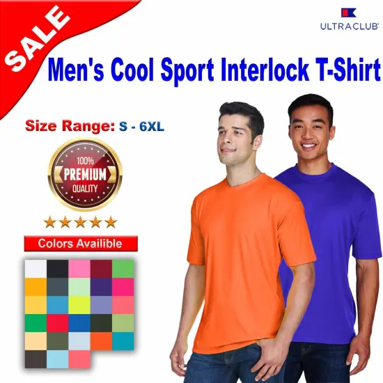 UltraClub&reg; Men's Cool & Dry Sport Performance Interlock T-Shirt Heliconia {2}