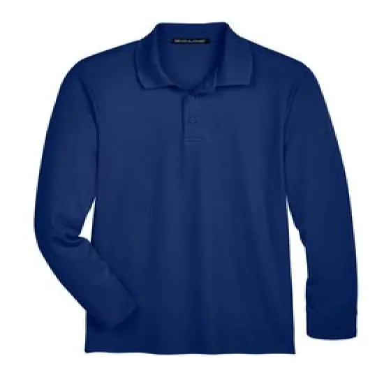 Devon & Jones&reg; CrownLux Performance Men's Plaited Long Sleeve Polo True Royal {1}