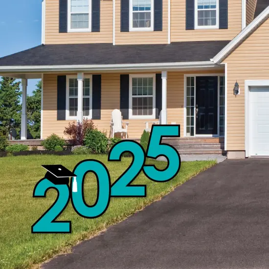 Big Dot of Happiness Teal 2025 Graduation Party Yard Signs - Outdoor Lawn Decorations - 2025 {3}