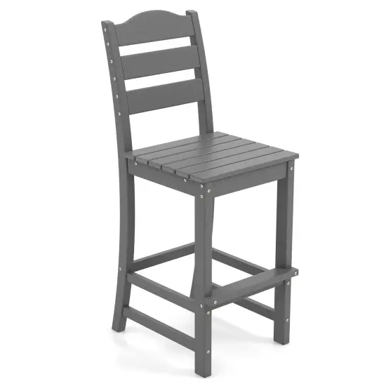 Costway Outdoor HDPE Bar Stool Patio Tall Chair Backrest Footrest All Weather Gray/Turquoise/Black/Navy {1}
