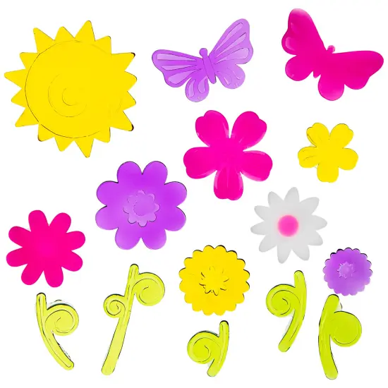 Northlight Flowers and Butterflies Spring Gel Window Clings - Multicolor - 15pc {3}