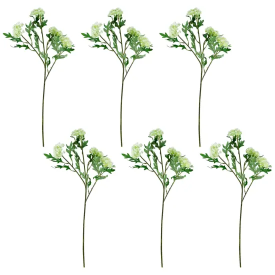 Northlight Finch Laceflower Artificial Floral Sprays- 27" - White and Green - Set of 6 {3}
