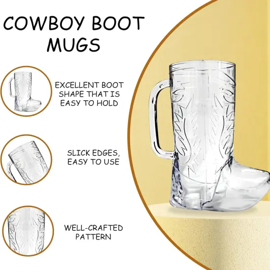 4E's Novelty 10 Pack Cowboy Boot Mugs &ndash; 17 oz Plastic Beer Mugs for Party Supplies {4}