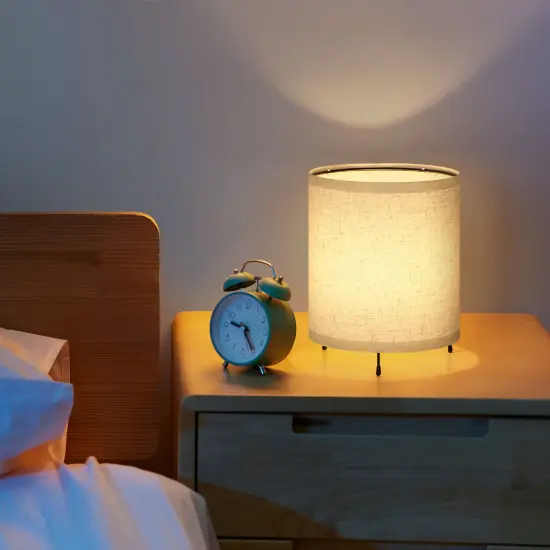 2PCS Night Light Dimmable Nightstand Lamp Linen Plug-In {5}