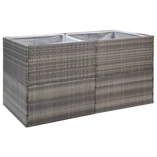 vidaXL Garden Planter Gray 61.8"x31.5"x31.5" Poly Rattan {2}