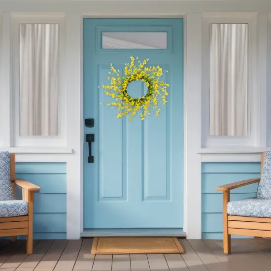 Northlight Forsythia Artificial Spring Floral Wreath - 20" - Yellow {4}