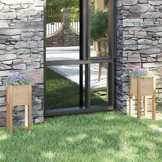 vidaXL Garden Planters 2 pcs 12.2"x12.2"x27.6" Solid Wood Pine {1}