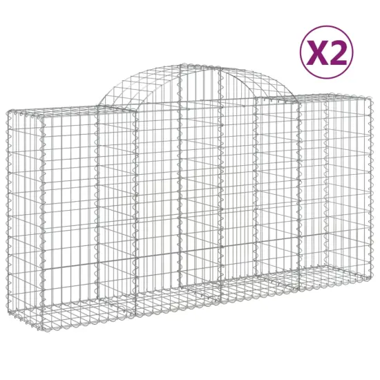 vidaXL Arched Gabion Baskets 2 pcs 78.7"x19.7"x39.4"47.2" Galvanized Iron {2}